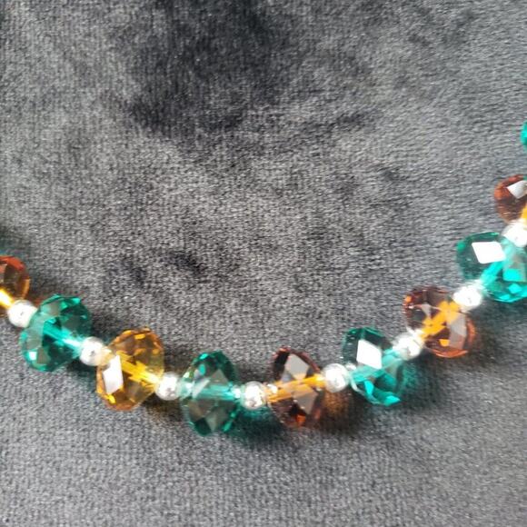 Womens Gorgeous Multicolor Crystal Beaded Collar Necklace with Lobster Clasp - Picture 7 of 7